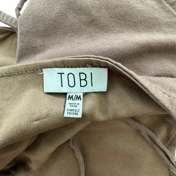 Mocha Brown Bodysuit Backless Side Cut Out TOBI Medium Strappy Low Back Halter - Picture 7 of 14